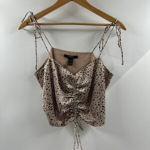 Forever 21 Satin Cropped Adjustable Tie Strap Tank Top Size Medium